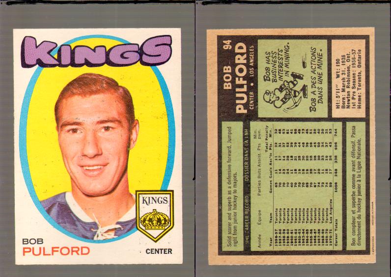 1971-72 O-PEE-CHEE HOCKEY CARD #94 B.PULFORD photo