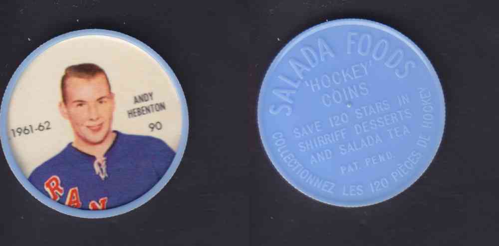 1961-62 SHIRRIFF SALADA HOCKEY COIN #90 A. HEBENTON photo 1961-62 SHIRRIFF SALADA HOCKEY COIN #90 A. HEBENTON photo