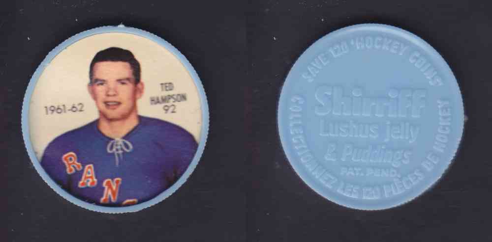 1961-62 SHIRRIFF SALADA HOCKEY COIN #92 T. HAMPSON photo 1961-62 SHIRRIFF SALADA HOCKEY COIN #92 T. HAMPSON photo