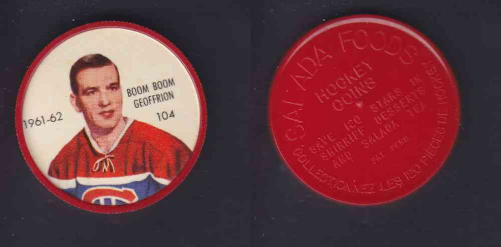1961-62 SHIRRIFF SALADA HOCKEY COIN #104 B. B. GEOFFRION photo 1961-62 SHIRRIFF SALADA HOCKEY COIN #104 B. B. GEOFFRION photo