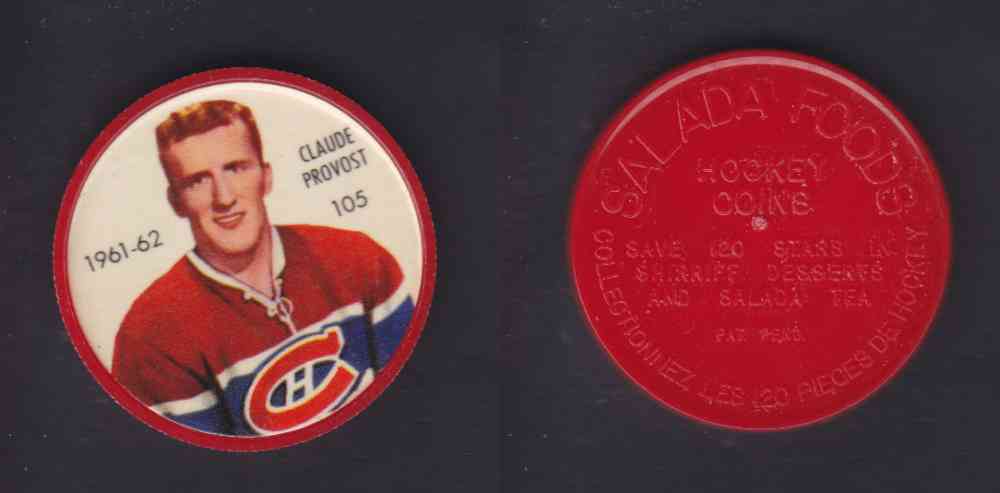 1961-62 SHIRRIFF SALADA HOCKEY COIN #105 C. PROVOST photo 1961-62 SHIRRIFF SALADA HOCKEY COIN #105 C. PROVOST photo