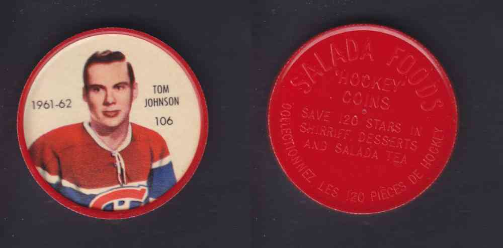 1961-62 SHIRRIFF SALADA HOCKEY COIN #106 T. JOHNSON photo 1961-62 SHIRRIFF SALADA HOCKEY COIN #106 T. JOHNSON photo