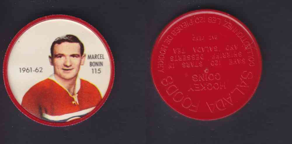 1961-62 SHIRRIFF SALADA HOCKEY COIN #115 M. BONIN photo 1961-62 SHIRRIFF SALADA HOCKEY COIN #115 M. BONIN photo