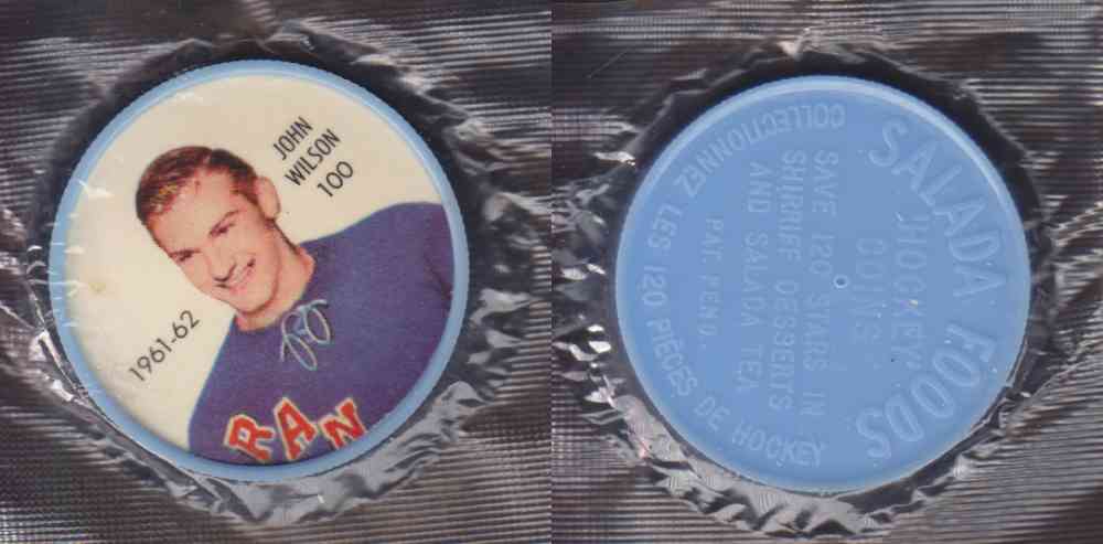 1961-62 SHIRRIFF SALADA HOCKEY COIN #100 J. WILSON UNOPENED photo 1961-62 SHIRRIFF SALADA HOCKEY COIN #100 J. WILSON UNOPENED photo