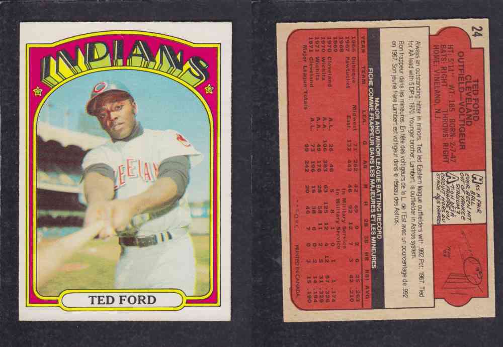 1972 O-PEE-CHEE BASEBALL CARD #24 T. FORD photo