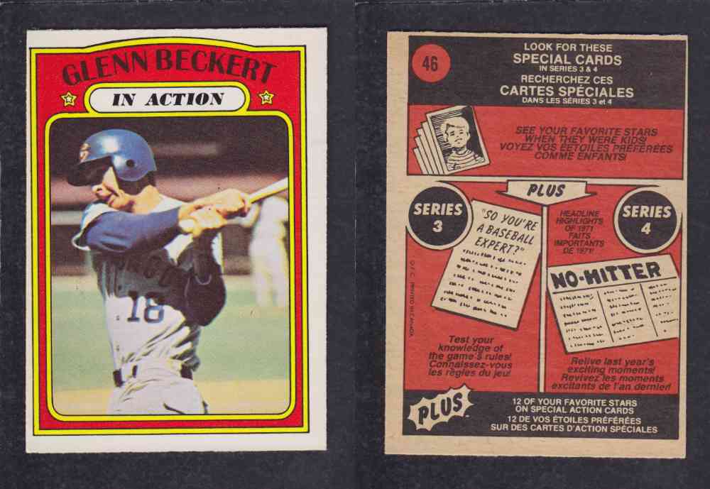 1972 O-PEE-CHEE BASEBALL CARD #46 G. BECKERT photo 1972 O-PEE-CHEE BASEBALL CARD #46 G. BECKERT photo