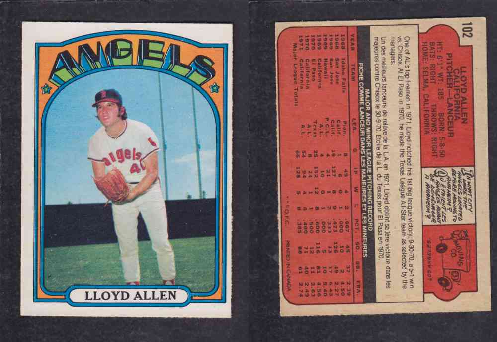 1972 O-PEE-CHEE BASEBALL CARD #102 L. ALLEN photo 1972 O-PEE-CHEE BASEBALL CARD #102 L. ALLEN photo