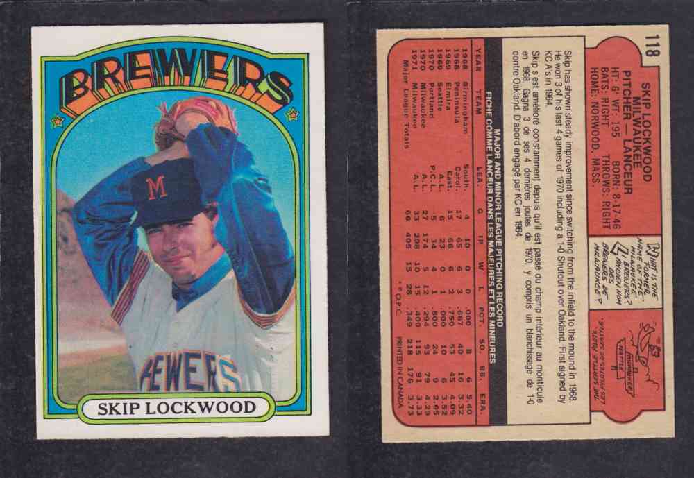 1972 O-PEE-CHEE BASEBALL CARD #118 S. LOCKWOOD photo 1972 O-PEE-CHEE BASEBALL CARD #118 S. LOCKWOOD photo