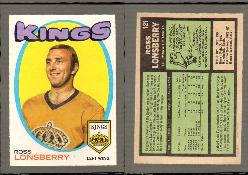 1971-72 O-PEE-CHEE HOCKEY CARD #121 R.LONSBERRY photo