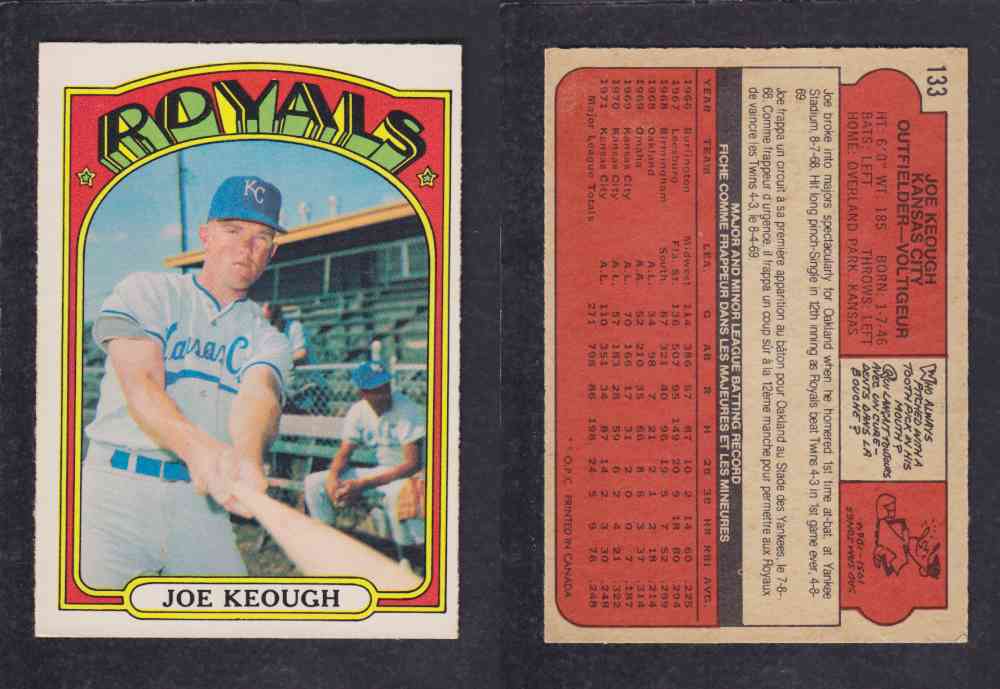 1972 O-PEE-CHEE BASEBALL CARD #133 J. KEOUGH photo 1972 O-PEE-CHEE BASEBALL CARD #133 J. KEOUGH photo