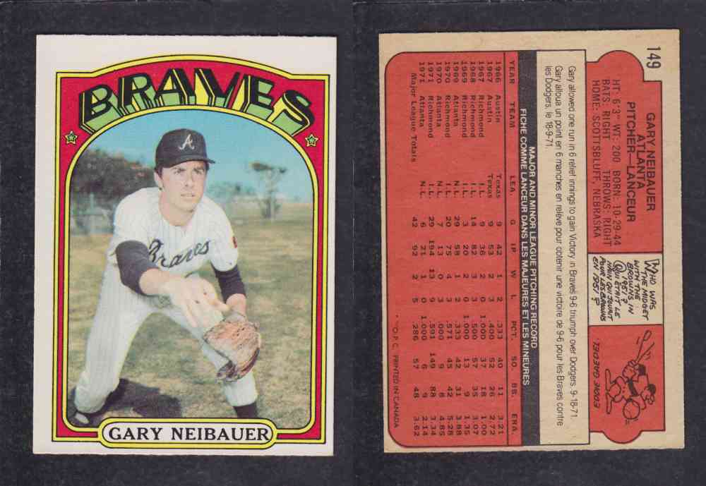 1972 O-PEE-CHEE BASEBALL CARD #149 G. NEIBAUER photo 1972 O-PEE-CHEE BASEBALL CARD #149 G. NEIBAUER photo