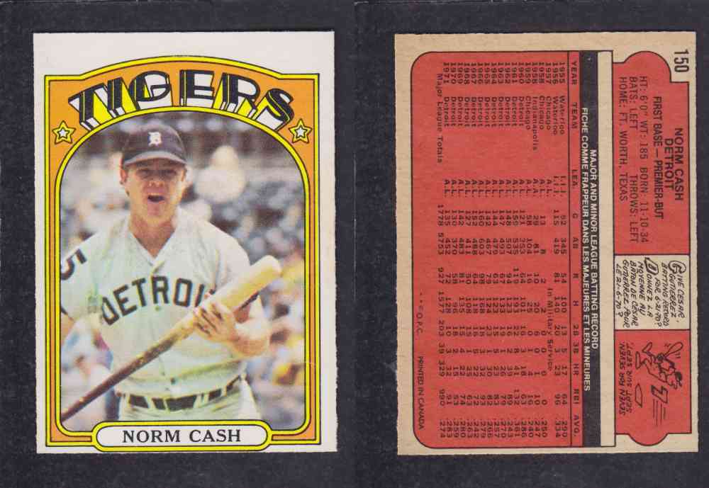 1972 O-PEE-CHEE BASEBALL CARD #150 N. CASH photo 1972 O-PEE-CHEE BASEBALL CARD #150 N. CASH photo