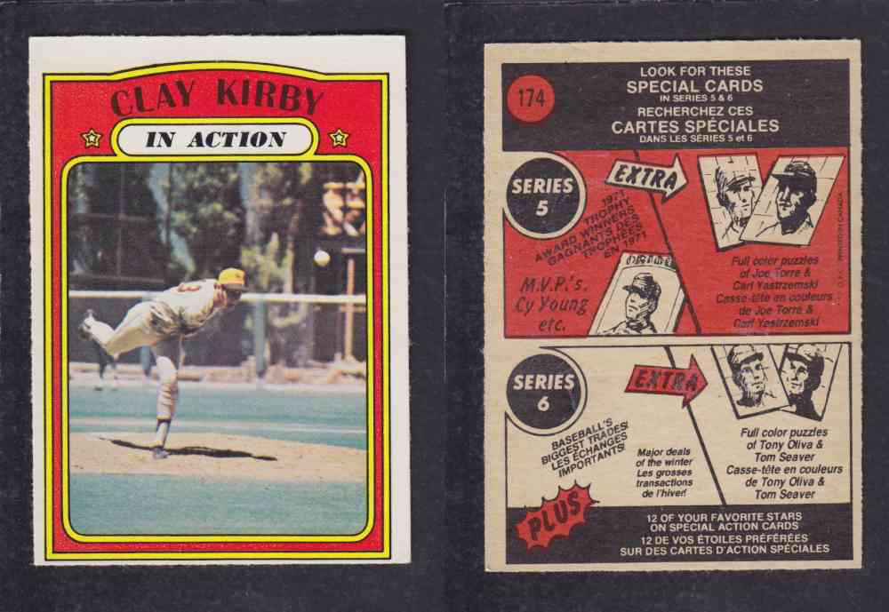 1972 O-PEE-CHEE BASEBALL CARD #174 C. KIRBY photo 1972 O-PEE-CHEE BASEBALL CARD #174 C. KIRBY photo