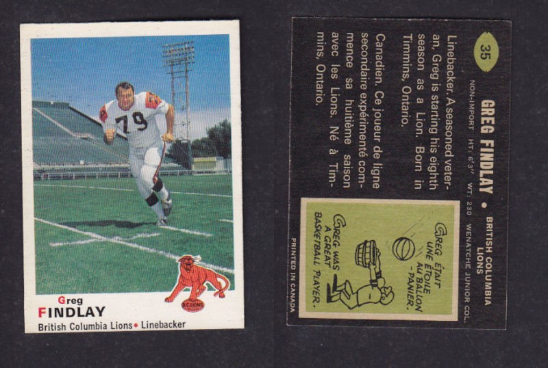 1970 CFL O-PEE-CHEE FOOTBALL CARD #35 G. FINDLAY photo 1970 CFL O-PEE-CHEE FOOTBALL CARD #35 G. FINDLAY photo