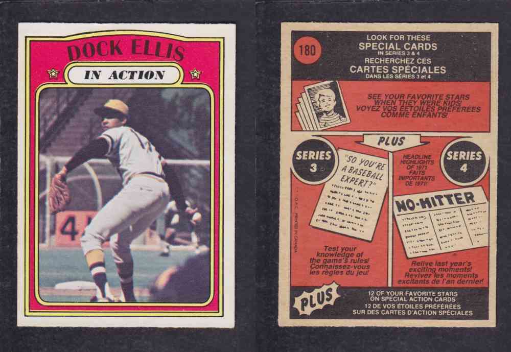 1972 O-PEE-CHEE BASEBALL CARD #180 D. ELLIS photo 1972 O-PEE-CHEE BASEBALL CARD #180 D. ELLIS photo