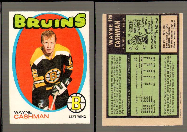 1971-72 O-PEE-CHEE HOCKEY CARD #129 W.CASHMAN photo 1971-72 O-PEE-CHEE HOCKEY CARD #129 W.CASHMAN photo