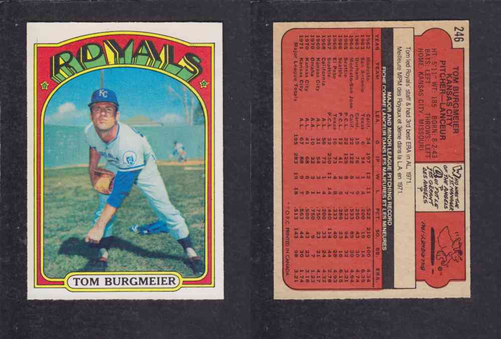 1972 O-PEE-CHEE BASEBALL CARD #246 T. BURGMEIER photo 1972 O-PEE-CHEE BASEBALL CARD #246 T. BURGMEIER photo