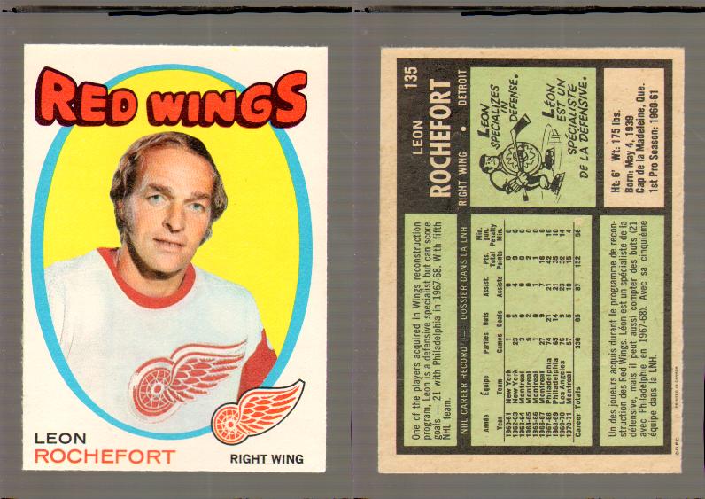 1971-72 O-PEE-CHEE HOCKEY CARD #135 L.ROCHEFORT photo 1971-72 O-PEE-CHEE HOCKEY CARD #135 L.ROCHEFORT photo
