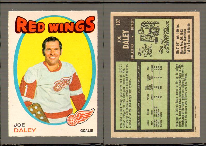 1971-72 O-PEE-CHEE HOCKEY CARD #137 J.DALEY photo 1971-72 O-PEE-CHEE HOCKEY CARD #137 J.DALEY photo