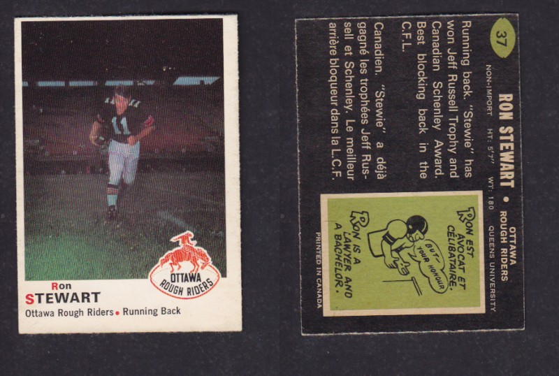 1970 CFL O-PEE-CHEE FOOTBALL CARD #37 R. STEWART photo 1970 CFL O-PEE-CHEE FOOTBALL CARD #37 R. STEWART photo