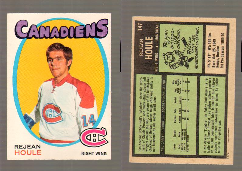 1971-72 O-PEE-CHEE HOCKEY CARD #147 R.HOULE photo 1971-72 O-PEE-CHEE HOCKEY CARD #147 R.HOULE photo