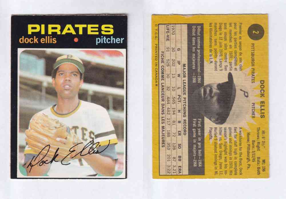 1971 O-PEE-CHEE BASEBALL CARDS #2 D. ELLIS photo 1971 O-PEE-CHEE BASEBALL CARDS #2 D. ELLIS photo