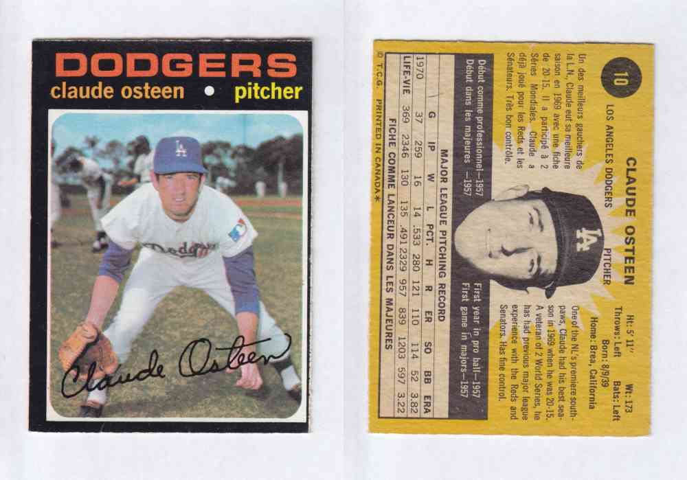 1971 O-PEE-CHEE BASEBALL CARDS #10 C. OSTEEN photo 1971 O-PEE-CHEE BASEBALL CARDS #10 C. OSTEEN photo