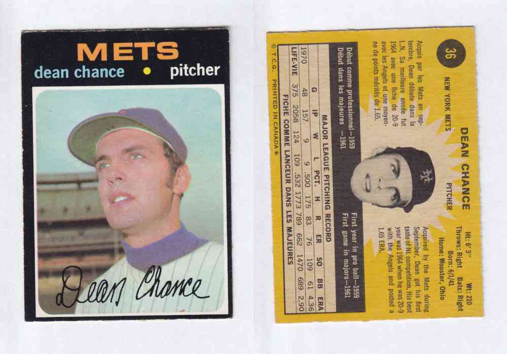1971 O-PEE-CHEE BASEBALL CARDS #36 D. CHANCE photo 1971 O-PEE-CHEE BASEBALL CARDS #36 D. CHANCE photo
