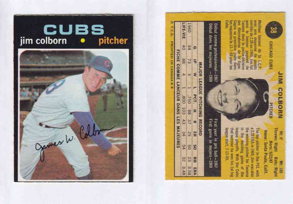 1971 O-PEE-CHEE BASEBALL CARDS #38 J. COLBORN photo 1971 O-PEE-CHEE BASEBALL CARDS #38 J. COLBORN photo
