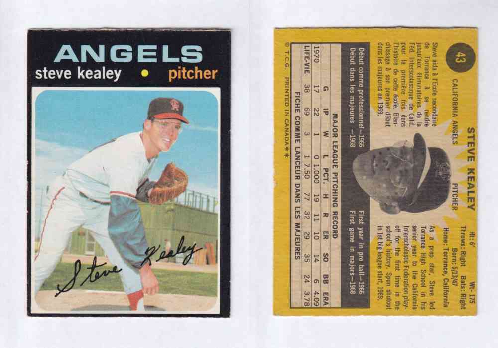 1971 O-PEE-CHEE BASEBALL CARDS #43 S. KEALEY photo 1971 O-PEE-CHEE BASEBALL CARDS #43 S. KEALEY photo