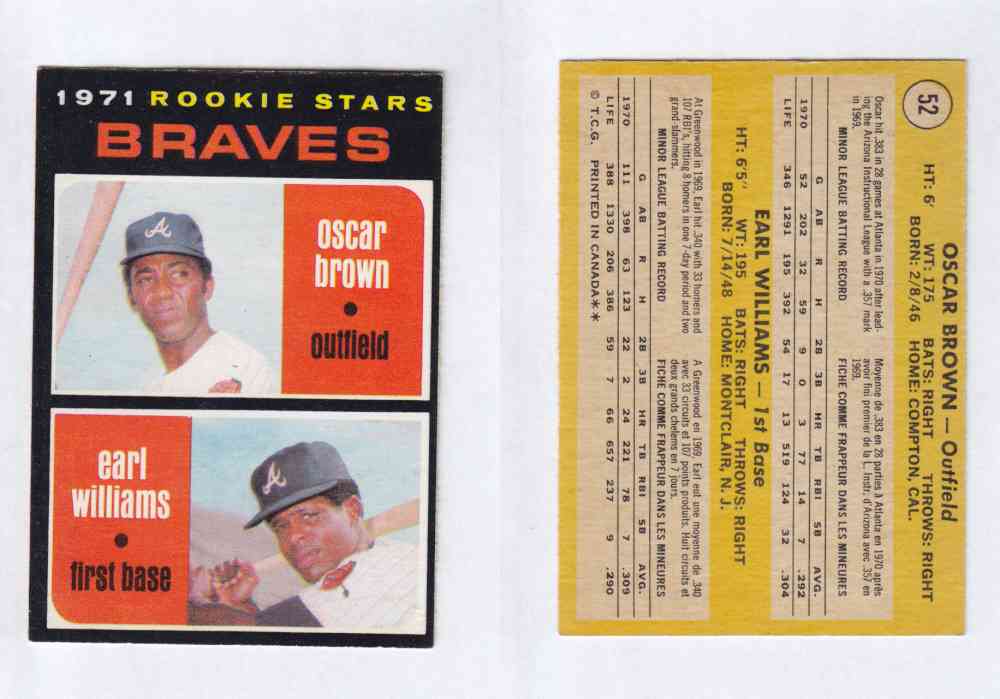 1971 O-PEE-CHEE BASEBALL CARDS #52 O. BROWN photo 1971 O-PEE-CHEE BASEBALL CARDS #52 O. BROWN photo