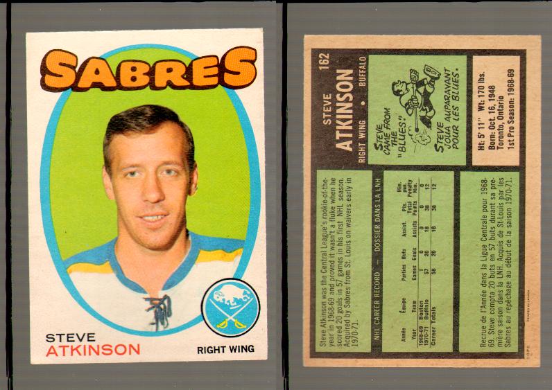 1971-72 O-PEE-CHEE HOCKEY CARD #162 S.ATKINSON photo 1971-72 O-PEE-CHEE HOCKEY CARD #162 S.ATKINSON photo