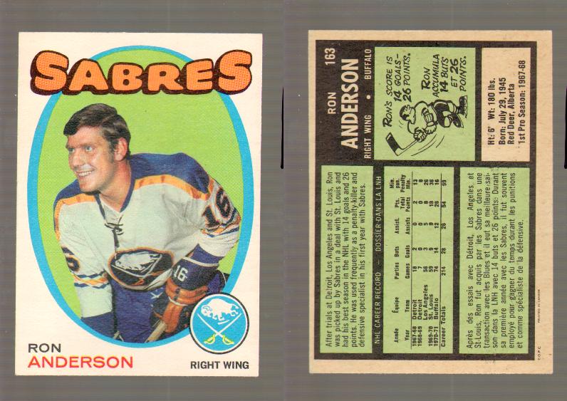 1971-72 O-PEE-CHEE HOCKEY CARD #163 R.ANDERSON photo 1971-72 O-PEE-CHEE HOCKEY CARD #163 R.ANDERSON photo