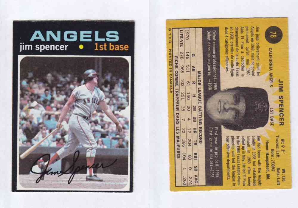 1971 O-PEE-CHEE BASEBALL CARDS #78 J. SPRENCER photo 1971 O-PEE-CHEE BASEBALL CARDS #78 J. SPRENCER photo