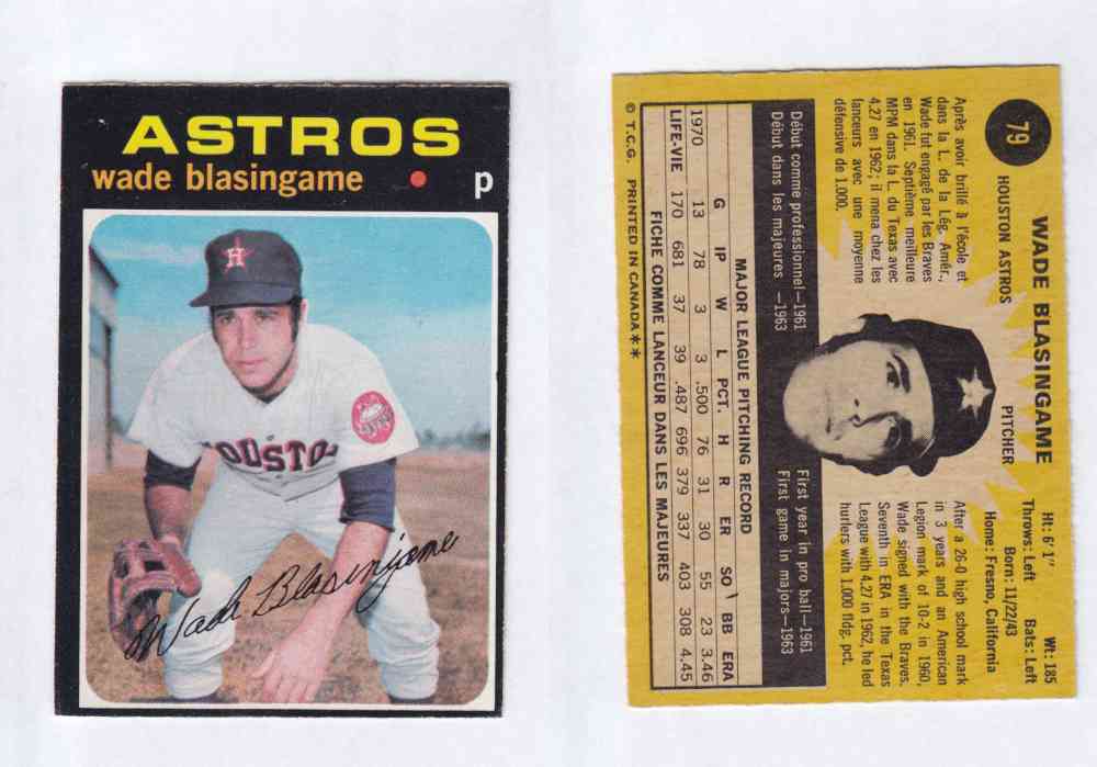 1971 O-PEE-CHEE BASEBALL CARDS #79 W. BLASINGAME photo 1971 O-PEE-CHEE BASEBALL CARDS #79 W. BLASINGAME photo