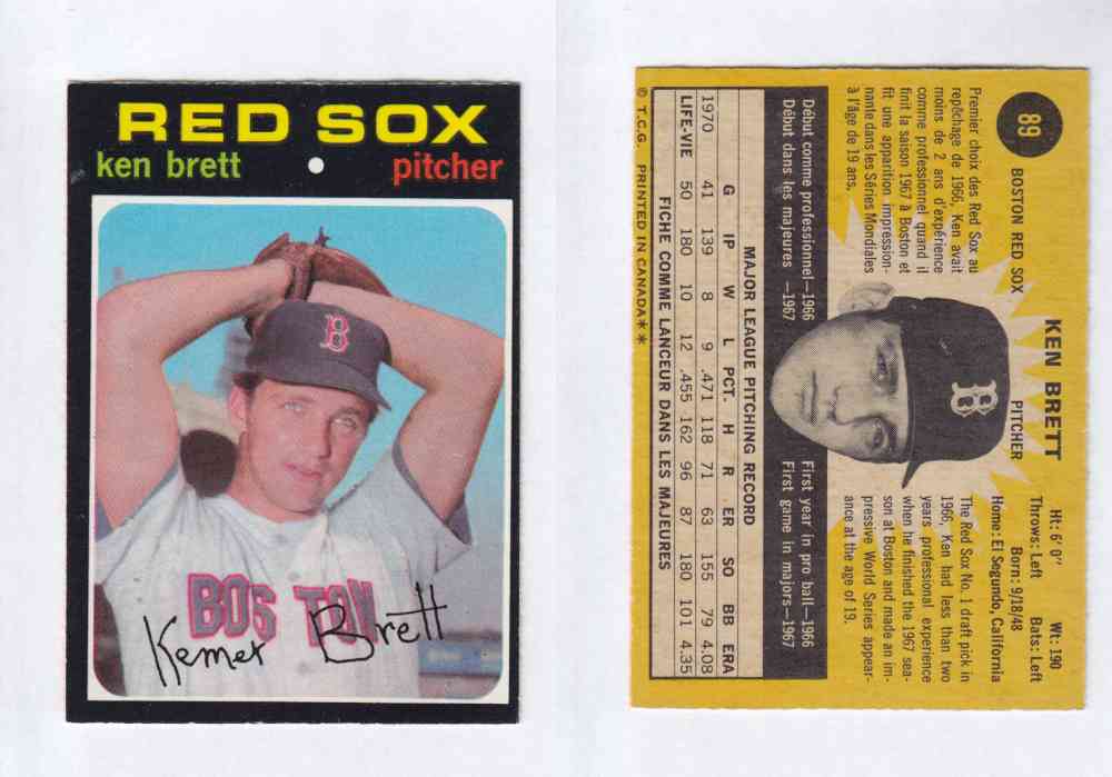 1971 O-PEE-CHEE BASEBALL CARDS #89 K. BRETT photo 1971 O-PEE-CHEE BASEBALL CARDS #89 K. BRETT photo