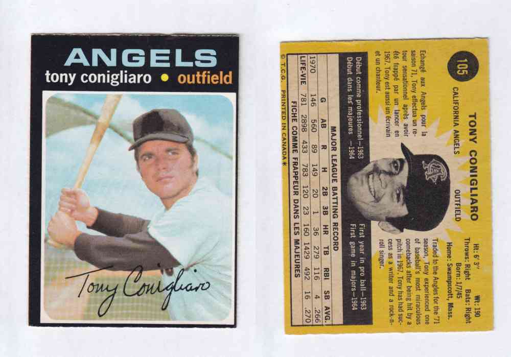 1971 O-PEE-CHEE BASEBALL CARDS #105 T. CONIGLIARO photo 1971 O-PEE-CHEE BASEBALL CARDS #105 T. CONIGLIARO photo