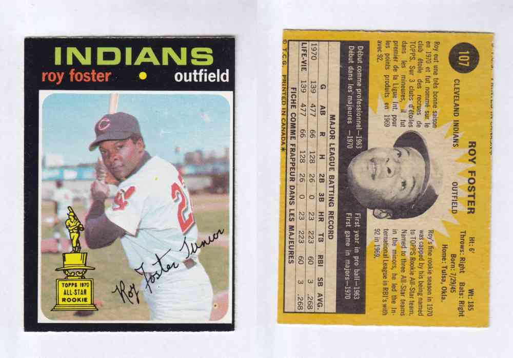 1971 O-PEE-CHEE BASEBALL CARDS #107 R. FOSTER photo 1971 O-PEE-CHEE BASEBALL CARDS #107 R. FOSTER photo