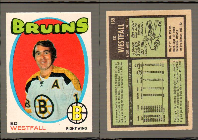 1971-72 O-PEE-CHEE HOCKEY CARD #169 E.WESTFALL photo 1971-72 O-PEE-CHEE HOCKEY CARD #169 E.WESTFALL photo