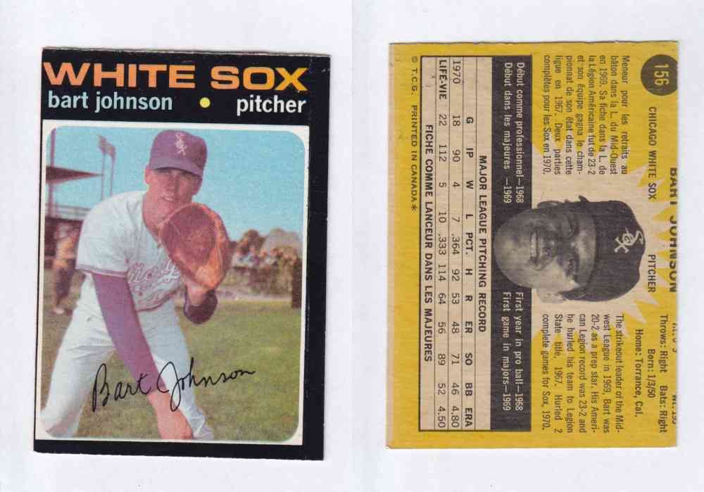 1971 O-PEE-CHEE BASEBALL CARDS #156 B. JOHNSON photo 1971 O-PEE-CHEE BASEBALL CARDS #156 B. JOHNSON photo