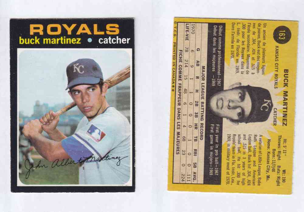 1971 O-PEE-CHEE BASEBALL CARDS #163 B. MARTINEZ photo 1971 O-PEE-CHEE BASEBALL CARDS #163 B. MARTINEZ photo