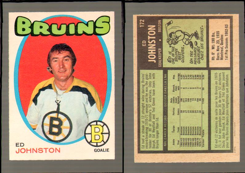 1971-72 O-PEE-CHEE HOCKEY CARD #172 E.JOHNSTON photo 1971-72 O-PEE-CHEE HOCKEY CARD #172 E.JOHNSTON photo
