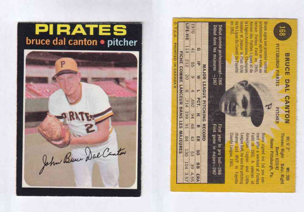 1971 O-PEE-CHEE BASEBALL CARDS #168 B. DAL CANTON photo 1971 O-PEE-CHEE BASEBALL CARDS #168 B. DAL CANTON photo