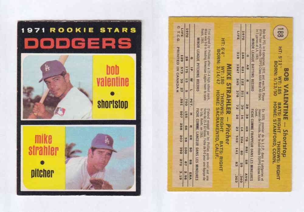 1971 O-PEE-CHEE BASEBALL CARDS #188 B. VALENTINE photo 1971 O-PEE-CHEE BASEBALL CARDS #188 B. VALENTINE photo