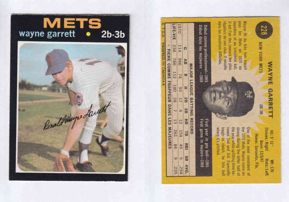 1971 O-PEE-CHEE BASEBALL CARDS #228 W. GARRETT photo 1971 O-PEE-CHEE BASEBALL CARDS #228 W. GARRETT photo
