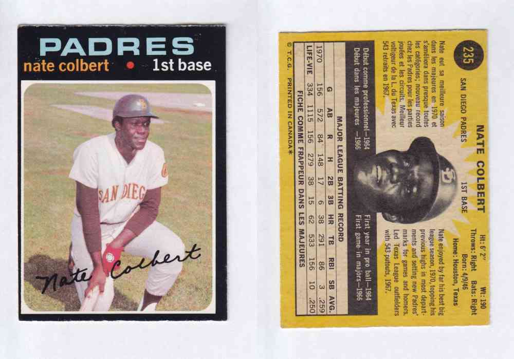 1971 O-PEE-CHEE BASEBALL CARDS #235 N. COLBERT photo 1971 O-PEE-CHEE BASEBALL CARDS #235 N. COLBERT photo