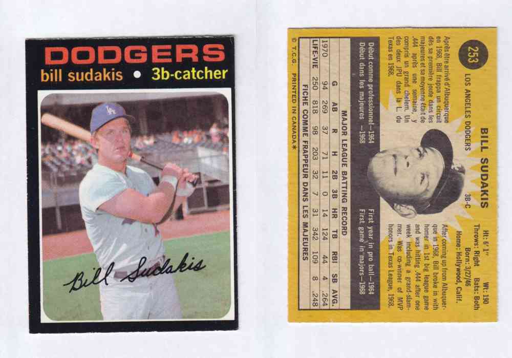 1971 O-PEE-CHEE BASEBALL CARDS #253 B. SUDAKIS photo 1971 O-PEE-CHEE BASEBALL CARDS #253 B. SUDAKIS photo