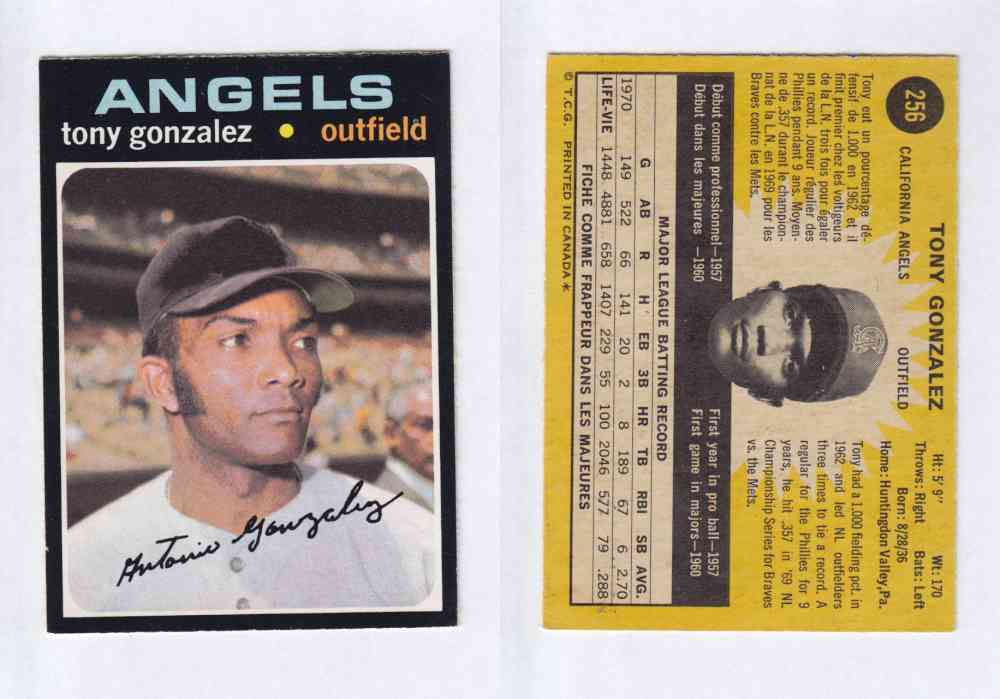 1971 O-PEE-CHEE BASEBALL CARDS #256 T. GONZALEZ photo 1971 O-PEE-CHEE BASEBALL CARDS #256 T. GONZALEZ photo