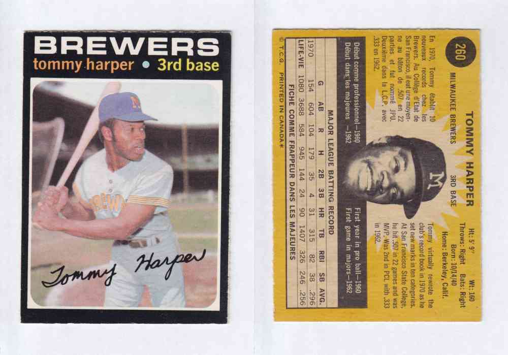 1971 O-PEE-CHEE BASEBALL CARDS #260 T. HARPER photo 1971 O-PEE-CHEE BASEBALL CARDS #260 T. HARPER photo