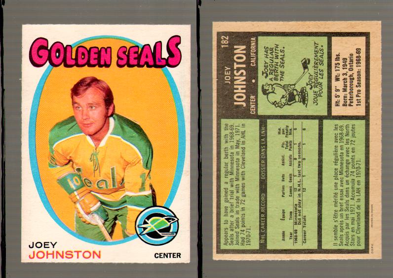 1971-72 O-PEE-CHEE HOCKEY CARD #182 J.JOHNSTON photo 1971-72 O-PEE-CHEE HOCKEY CARD #182 J.JOHNSTON photo